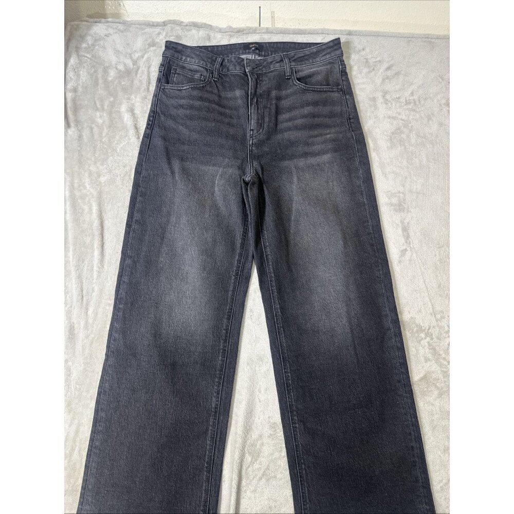 Quince Bella Stretch Relaxed Straight Jeans Womens Size 32 Charcoal Black Denim - Picture 3 of 9